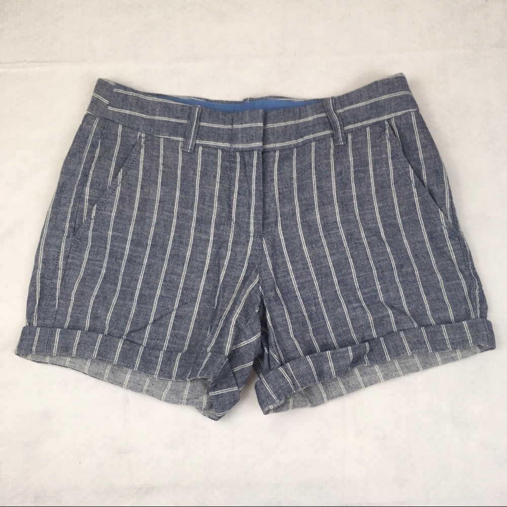 J Crew Chino Shorts NWT Women’s Size 00 28” Waist Cotton Blue White Striped